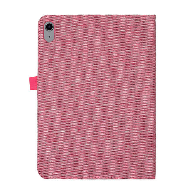 Case2go - Tablet hoes geschikt voor Apple iPad 11 (2025) A16 / Apple iPad 10.9 (2022) - Bookcase van spijkerstof met magneetsluiting en pasjeshouder - Roze