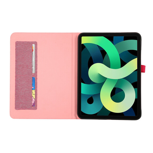Case2go - Tablet hoes geschikt voor Apple iPad 11 (2025) A16 / Apple iPad 10.9 (2022) - Bookcase van spijkerstof met magneetsluiting en pasjeshouder - Roze