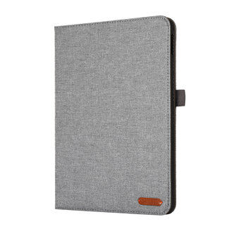 Case2go Case2go - Tablet hoes geschikt voor Apple iPad 11 (2025) A16 / Apple iPad 10.9 (2022) - Bookcase van spijkerstof met magneetsluiting en pasjeshouder - Grijs