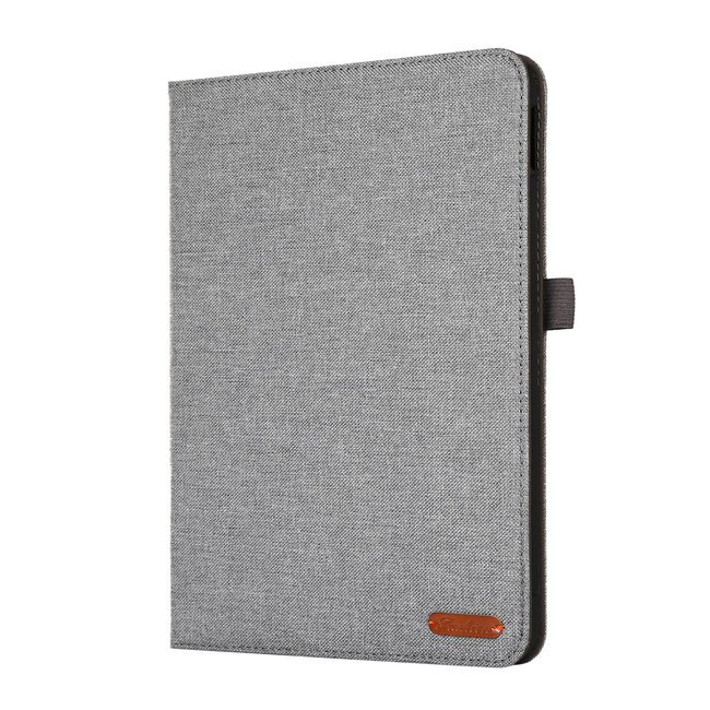 Case2go - Tablet hoes geschikt voor Apple iPad 11 (2025) A16 / Apple iPad 10.9 (2022) - Bookcase van spijkerstof met magneetsluiting en pasjeshouder - Grijs