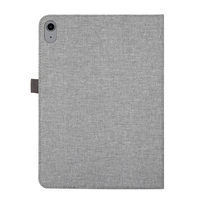 Case2go - Tablet hoes geschikt voor Apple iPad 11 (2025) A16 / Apple iPad 10.9 (2022) - Bookcase van spijkerstof met magneetsluiting en pasjeshouder - Grijs