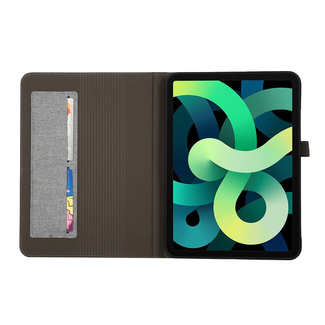 Case2go - Tablet hoes geschikt voor Apple iPad 11 (2025) A16 / Apple iPad 10.9 (2022) - Bookcase van spijkerstof met magneetsluiting en pasjeshouder - Grijs