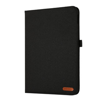 Case2go Case2go - Tablet hoes geschikt voor iPad 10 10.9 (2022) - Bookcase van spijkerstof met magneetsluiting en pasjeshouder - Zwart