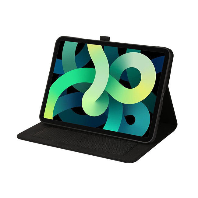 Case2go - Tablet hoes geschikt voor Apple iPad 11 (2025) A16 / Apple iPad 10.9 (2022) - Bookcase van spijkerstof met magneetsluiting en pasjeshouder - Zwart