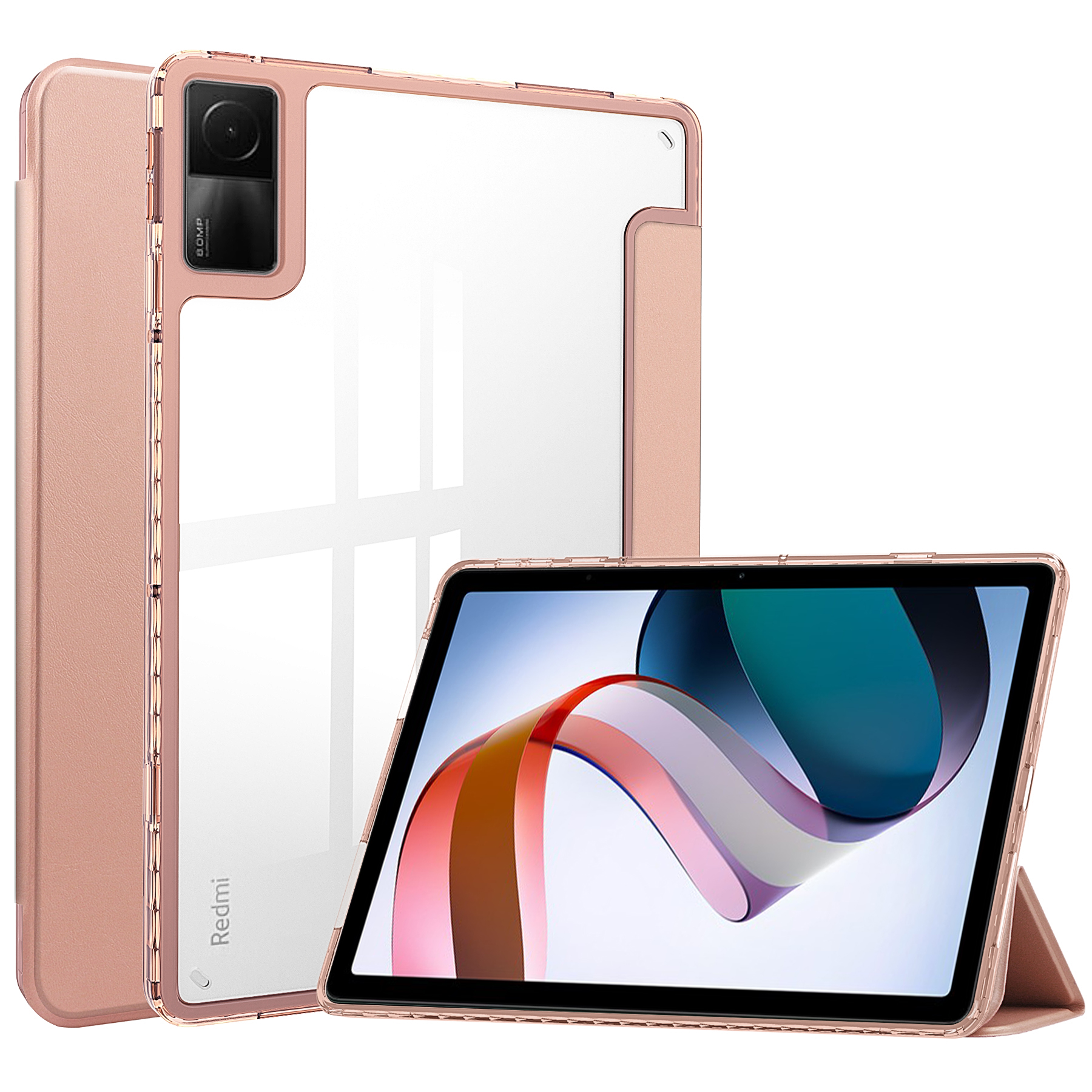 Case2go - Tablet hoes geschikt voor Xiaomi Redmi Pad - 10.6 inch Trifold case met Auto/Wake functie en magneetsluiting - Roze afbeelding