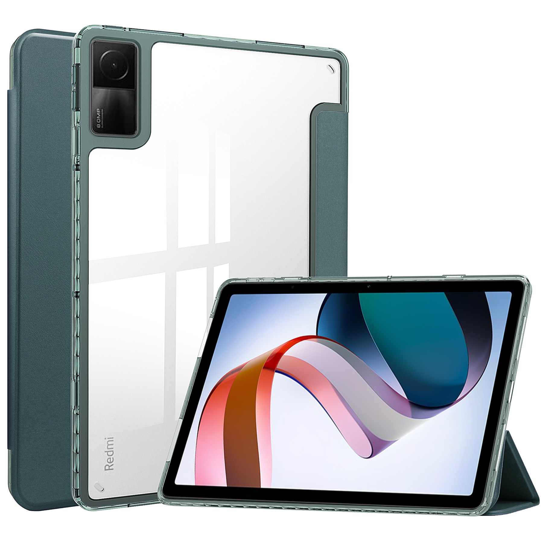 Case2go - Tablet hoes geschikt voor Xiaomi Redmi Pad - 10.6 inch Trifold case met Auto/Wake functie en magneetsluiting - Groen afbeelding