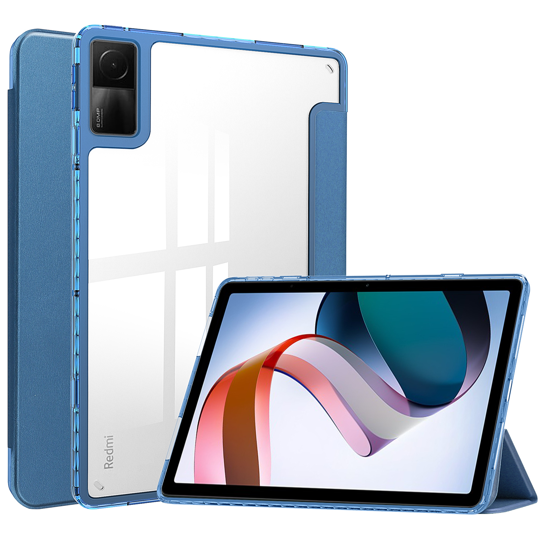 Case2go - Tablet hoes geschikt voor Xiaomi Redmi Pad - 10.6 inch Trifold case met Auto/Wake functie en magneetsluiting - Blauw afbeelding