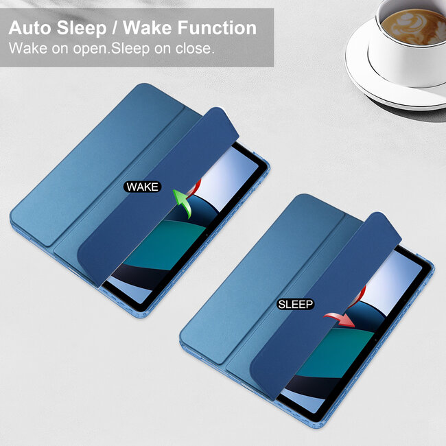 Case2go - Tablet hoes geschikt voor Xiaomi Redmi Pad - 10.6 inch Trifold case met Auto/Wake functie en magneetsluiting - Blauw
