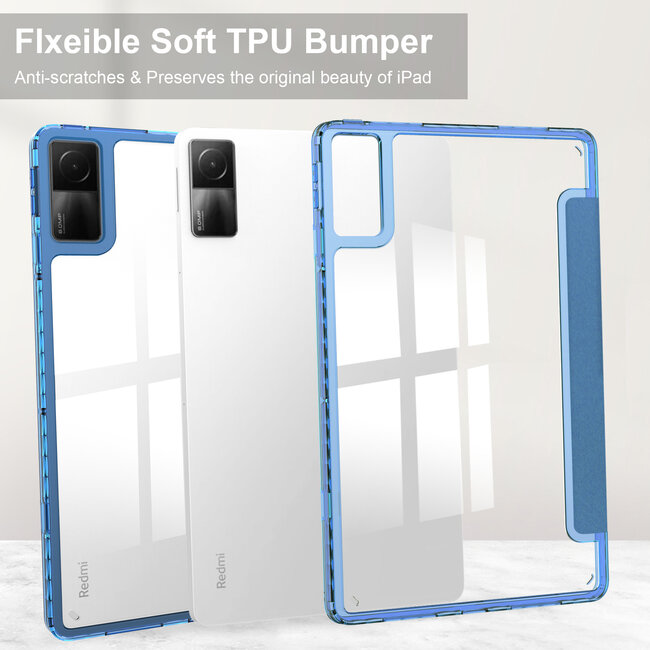 Case2go - Tablet hoes geschikt voor Xiaomi Redmi Pad - 10.6 inch Trifold case met Auto/Wake functie en magneetsluiting - Blauw