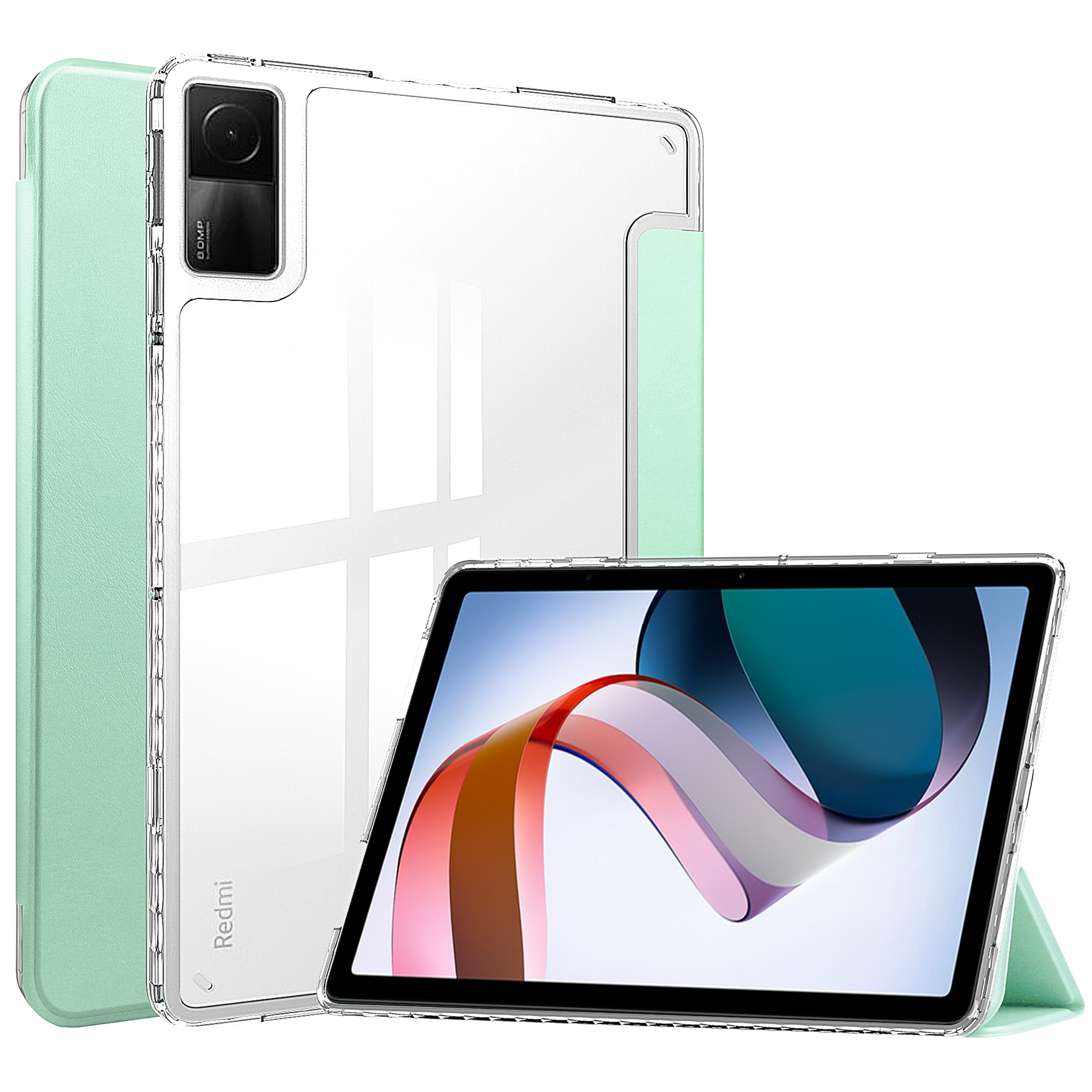 Case2go - Tablet hoes geschikt voor Xiaomi Redmi Pad - 10.6 inch Trifold case met Auto/Wake functie en magneetsluiting - Mint Groen afbeelding