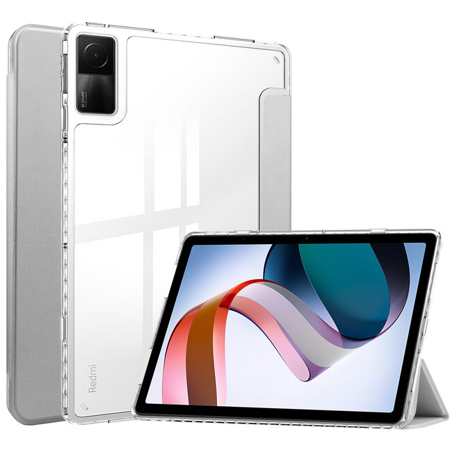 Case2go - Tablet hoes geschikt voor Xiaomi Redmi Pad - 10.6 inch Trifold case met Auto/Wake functie en magneetsluiting - Zilver