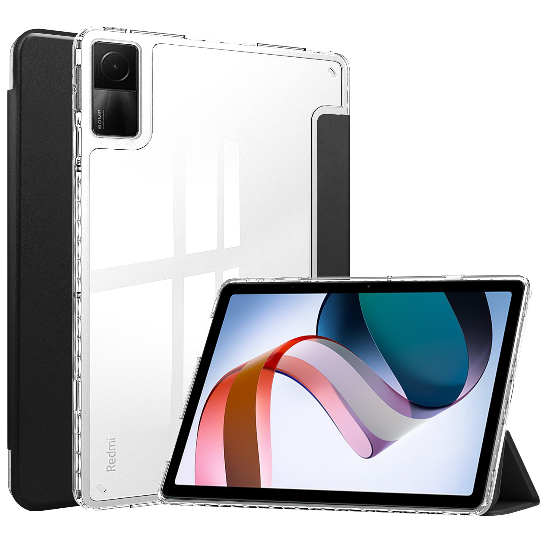 Case2go - Tablet hoes geschikt voor Xiaomi Redmi Pad - 10.6 inch Trifold case met Auto/Wake functie en magneetsluiting - Zwart afbeelding