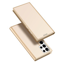 Telefoon hoesje geschikt voor Samsung Galaxy S23 Ultra 5G - Dux Ducis Skin Pro  Book case - Goud