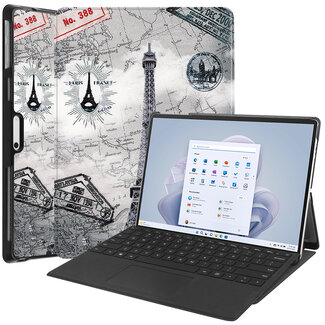 Case2go Case2go - Hoes geschikt voor Microsoft Surface Pro 9 - 13 inch Cover - Book Case met Stand Functie - Eiffeltoren