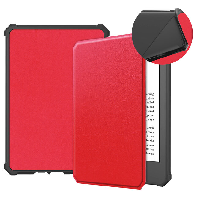 Case2go - Hoes geschikt voor Amazon Kindle 11 (2022) - TPU Book Case - Auto/Wake functie - Rood