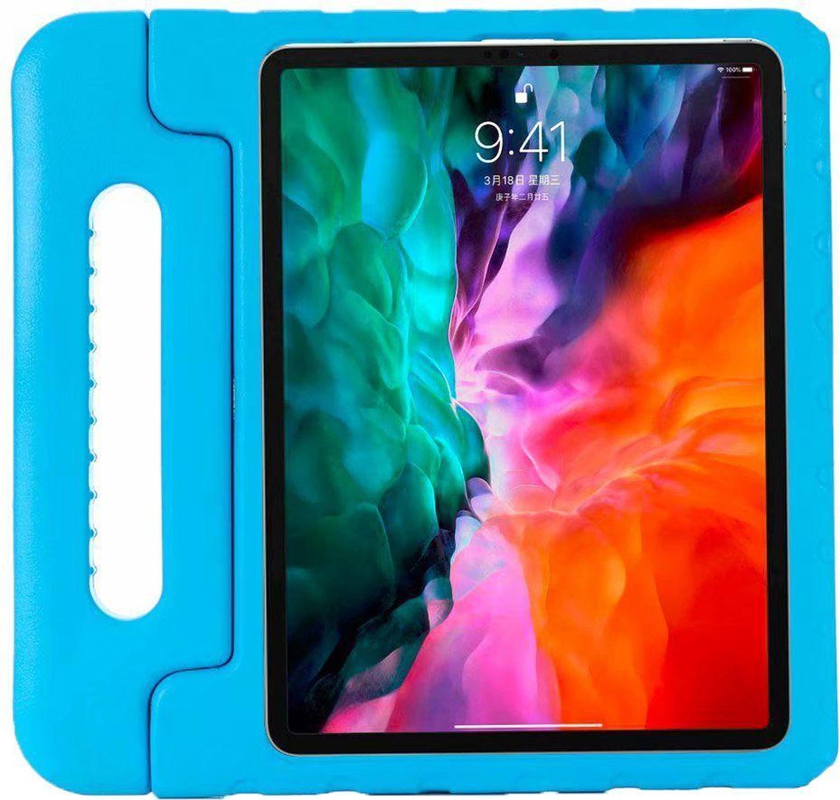 Case2go Tablet voor Apple iPad Pro 12.9 (2022) - Kinderhoes handvat - Schokbestendige Kids - Licht Blauw | Case2go.nl