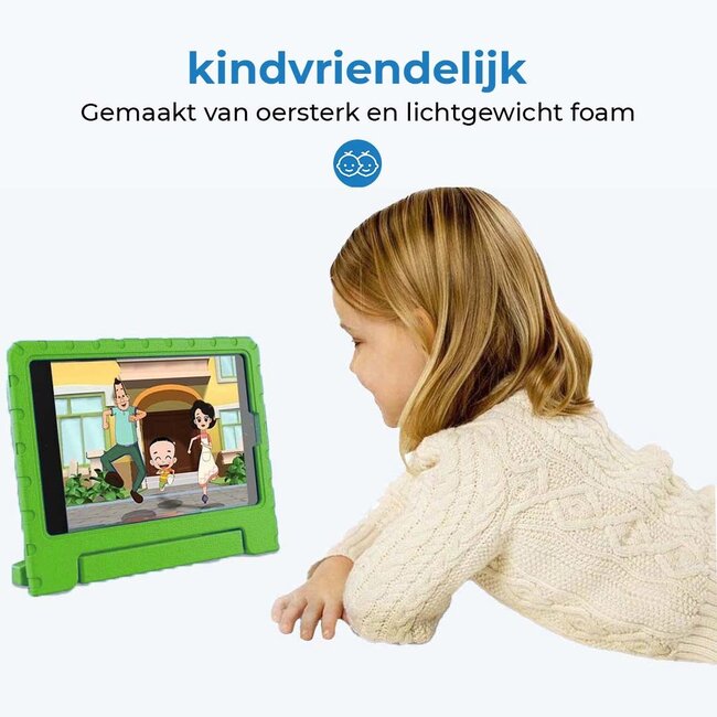 Tablet hoes voor Apple iPad Pro 12.9 (2022) - Kinderhoes met handvat - Schokbestendige Kids cover - Groen