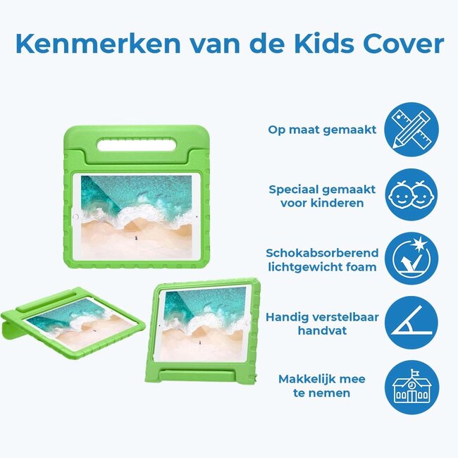 Tablet hoes voor Apple iPad Pro 12.9 (2022) - Kinderhoes met handvat - Schokbestendige Kids cover - Groen