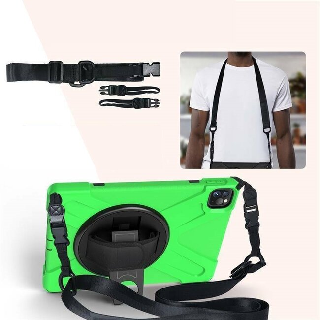 iPad Pro 12.9 (2022) Cover - Hand Strap Armor Case - Groen