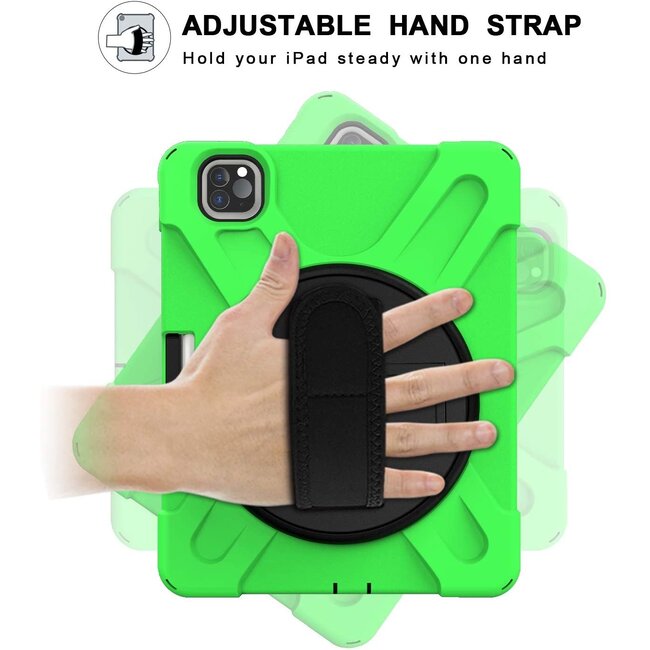 iPad Pro 12.9 (2022) Cover - Hand Strap Armor Case - Groen