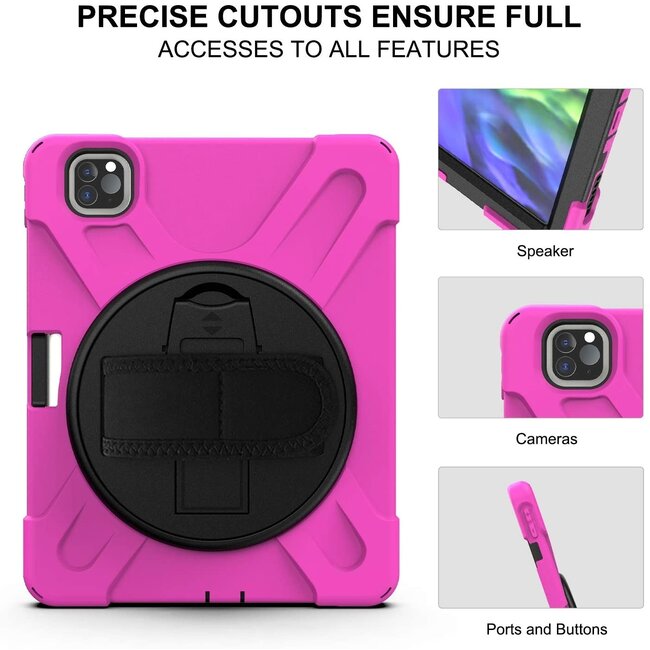 iPad Pro 12.9 (2022) Cover - Hand Strap Armor Case - Magenta