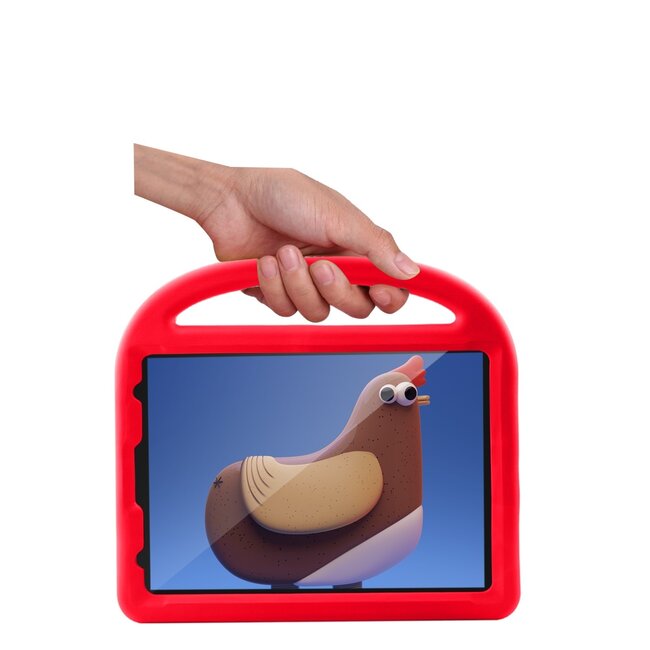 Case2go - Hoes geschikt voor iPad Pro 11 (2022) hoes - Schokbestendige case met handvat - Sparrow Kids Cover - Rood