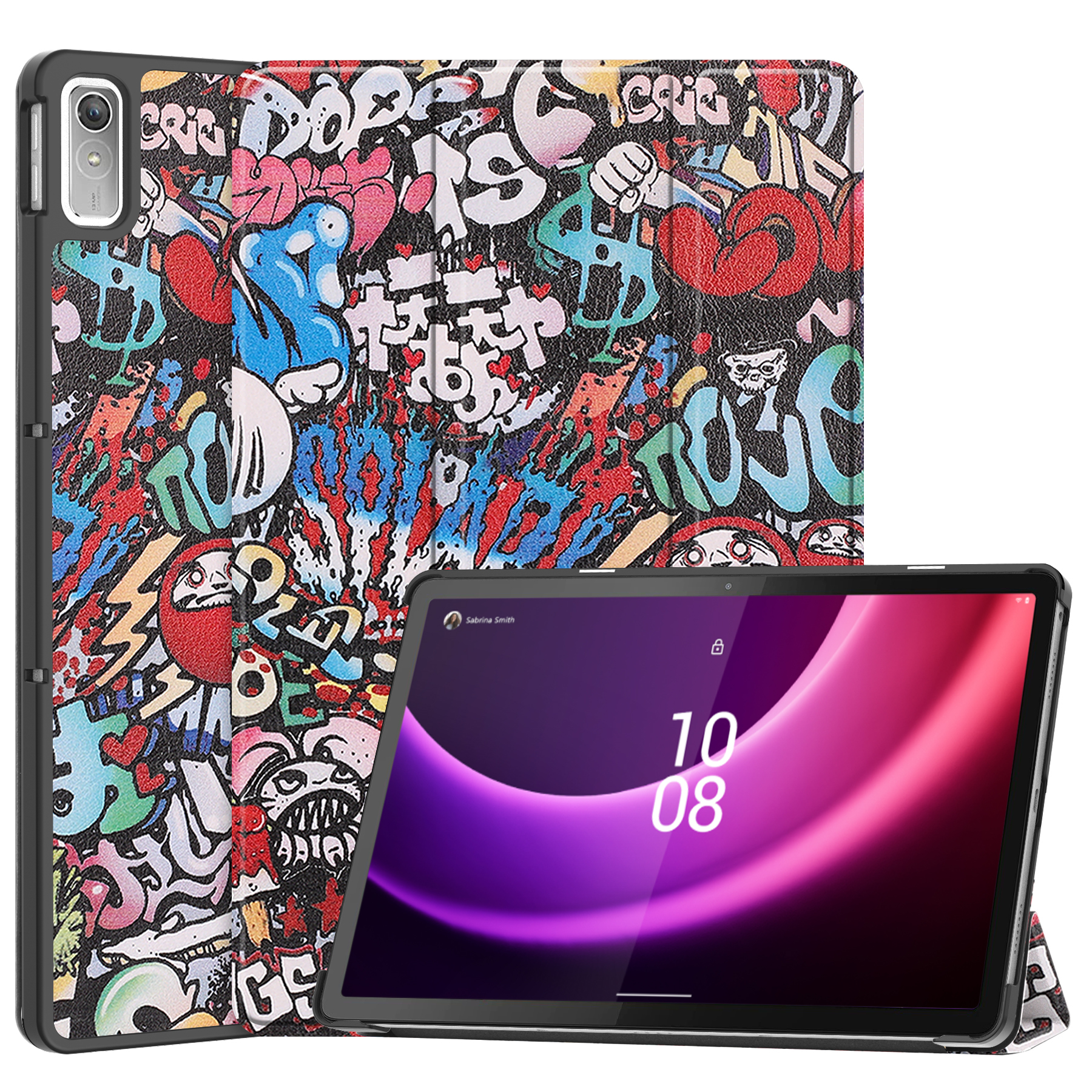 Case2go - Tablet hoes geschikt voor Lenovo Tab P11 - 2de Generatie (2022) - 11.5 inch - Book Case met Auto/Wake Functie - Graffiti afbeelding