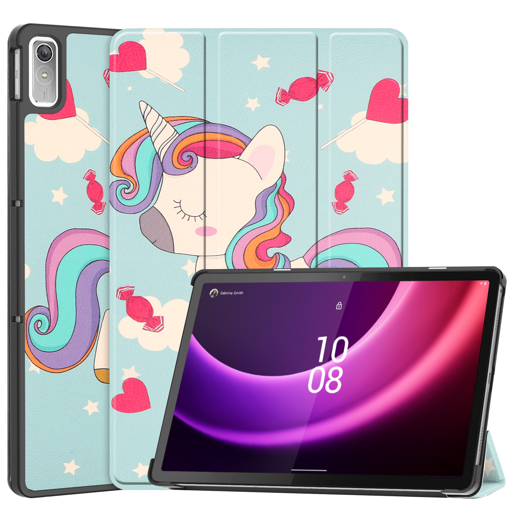 Case2go - Tablet hoes geschikt voor Lenovo Tab P11 - 2de Generatie (2022) - 11.5 inch - Book Case met Auto/Wake Functie - Eenhoorn afbeelding