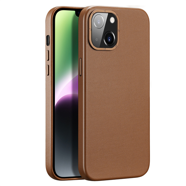 Dux Ducis - Telefoonhoesje geschikt voor Apple iPhone 14 - Grit Series Back Cover - Bruin afbeelding
