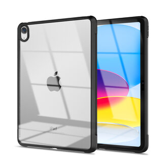 Case2go Tablet Hoes geschikt voor Apple iPad 10.9 (2022) - Back Cover met Beschermende Randen - Transparant / Zwart