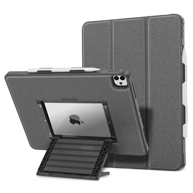 Tablet hoes geschikt voor Apple iPad Air 10.9 (2022 / 2020) - Book Case met verstelbare standaard - Cover met pencil houder - Grijs