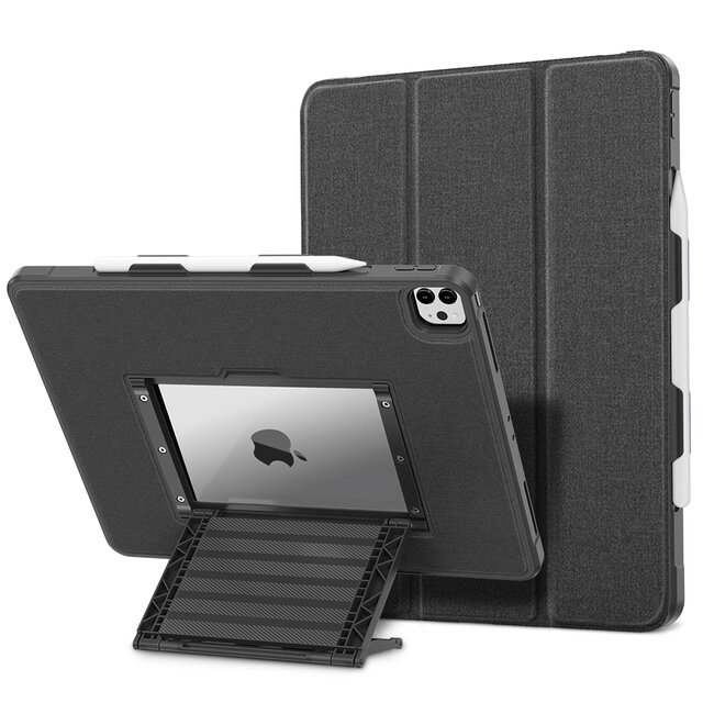 Tablet hoes geschikt voor Apple iPad Pro 11 (2022 / 2021 / 2020 / 2018) - Book Case met verstelbare standaard - Cover met pencil houder - Zwart