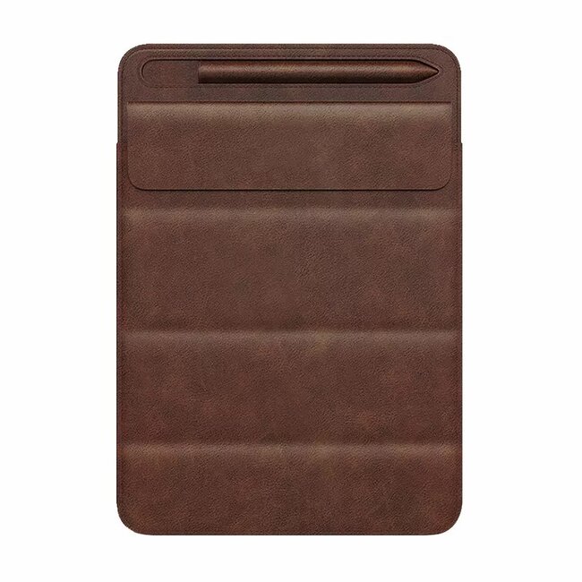 Tablet hoes geschikt voor Apple iPad 9.7 tot 12.9 inch - Universele tablet sleeve met pencil houder - Multifunctionele tablet houder - Donker Bruin