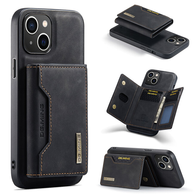 CaseMe - Telefoonhoesje geschikt voor iPhone 14 Plus - Back Cover - Met Magnetische Pasjeshouder - Zwart