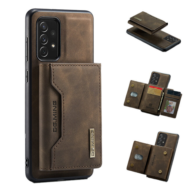 CaseMe - Telefoonhoesje geschikt voor Samsung Galaxy A33 - Back Cover - Met Magnetische Pasjeshouder - Bruin