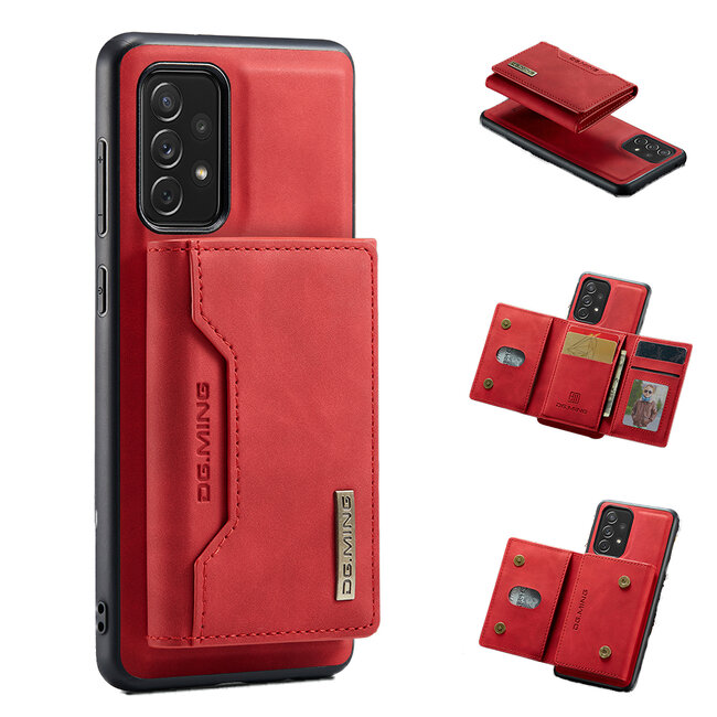 CaseMe - Telefoonhoesje geschikt voor Samsung Galaxy A33 - Back Cover - Met Magnetische Pasjeshouder - Rood
