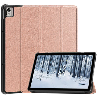 Case2go Case2go - Tablet Hoes geschikt voor Nokia T21 (2022) - 10.4 Inch - Tri-Fold Book Case - Met Auto Sleep/Wake functie - Rose Goud