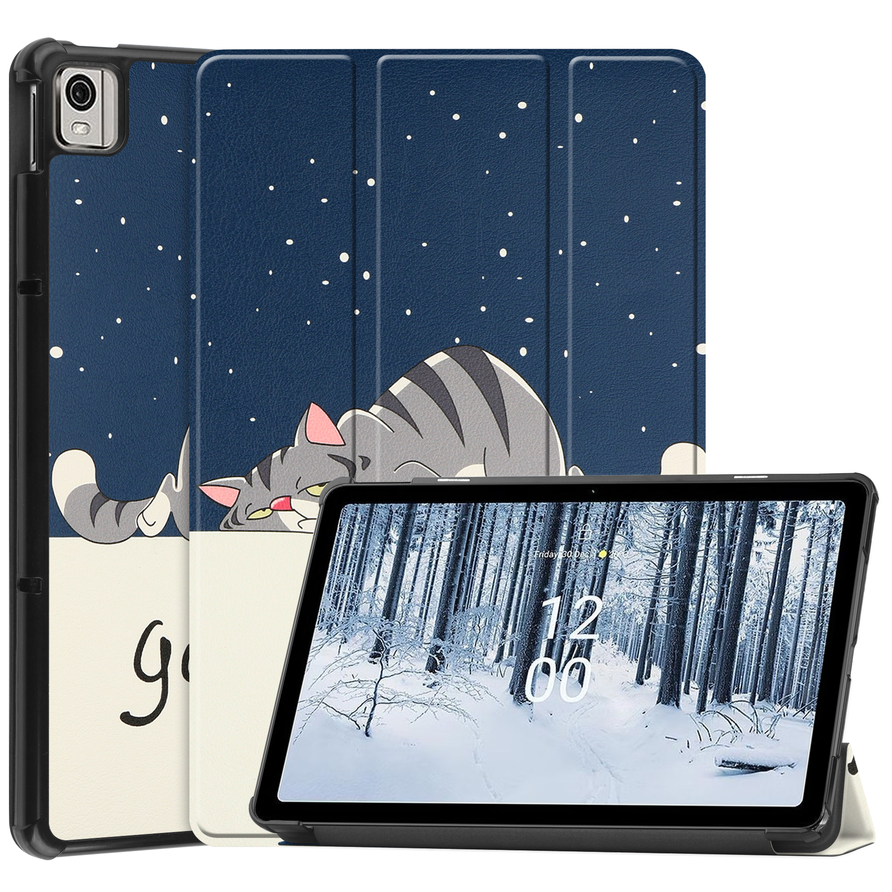 Case2go - Tablet Hoes geschikt voor Nokia T21 (2022) - 10.4 Inch - Tri-Fold Book Case - Met Auto Sleep/Wake functie - Good Night afbeelding