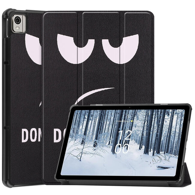 Case2go - Tablet Hoes geschikt voor Nokia T21 (2022) - 10.4 Inch - Tri-Fold Book Case - Met Auto Sleep/Wake functie - Don't Touch Me