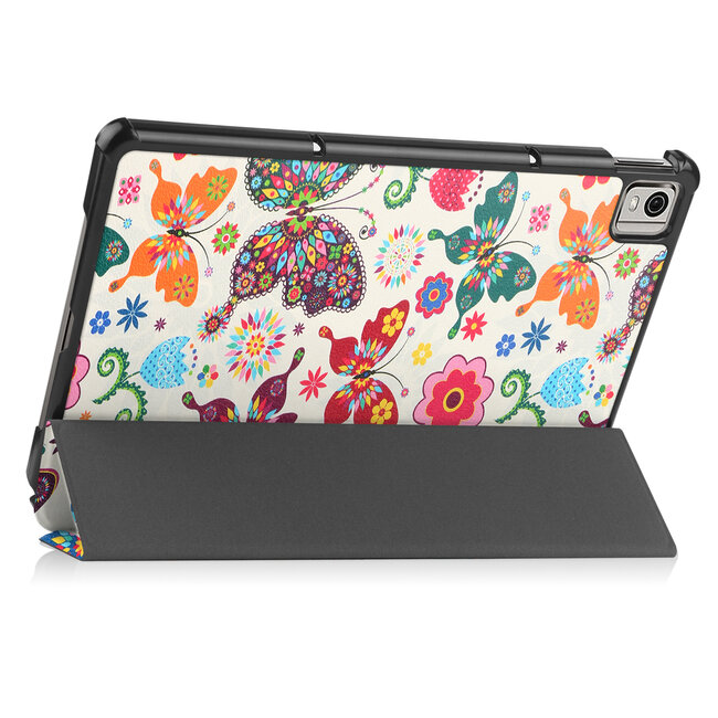 Case2go - Tablet Hoes geschikt voor Nokia T21 (2022) - 10.4 Inch - Tri-Fold Book Case - Met Auto Sleep/Wake functie - Vlinders