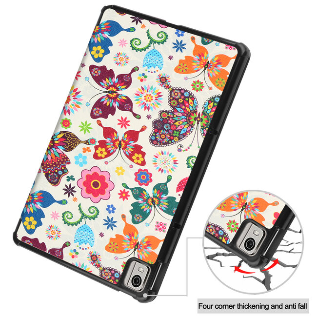 Case2go - Tablet Hoes geschikt voor Nokia T21 (2022) - 10.4 Inch - Tri-Fold Book Case - Met Auto Sleep/Wake functie - Vlinders