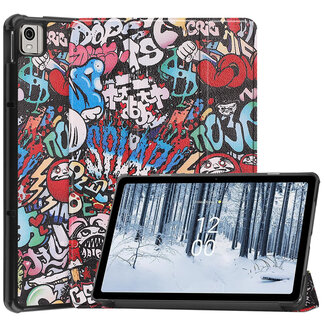 Case2go Case2go - Tablet Hoes geschikt voor Nokia T21 (2022) - 10.4 Inch - Tri-Fold Book Case - Met Auto Sleep/Wake functie - Grafitti