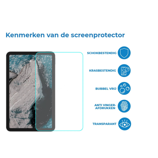 Case2go - Tablet Screenprotector geschikt voor Nokia T21 - Tempered Glass - Case Friendly - Transparant