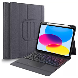 Case2go Toetsenbord hoes geschikt voor Apple iPad 10.9 (2022) - Keyboard Case met RGB Verlichting en Keypad - Grijs