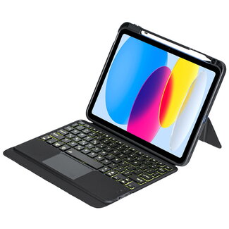 Case2go Toetsenbord hoes geschikt voor Apple iPad 10.9 (2022) - Afneembaar toetsenbord - Keyboard Case met RGB Verlichting en Keypad - Grijs