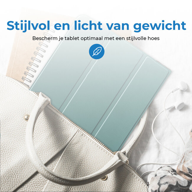 Tablethoes met screenprotector geschikt voor Apple iPad 11 (2025) A16 / iPad 10.9 (2022) - a16 hoes 2025 - iPad hoes 2025 - iPad hoes 10e generatie - Auto/Wake Functie - Tri-Fold - Donker Groen