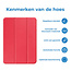 Tablethoes met screenprotector geschikt voor Apple iPad 11 (2025) A16 / iPad 10.9 (2022) - a16 hoes 2025 - iPad hoes 2025 - iPad hoes 10e generatie - Auto/Wake Functie - Tri-Fold - Rood