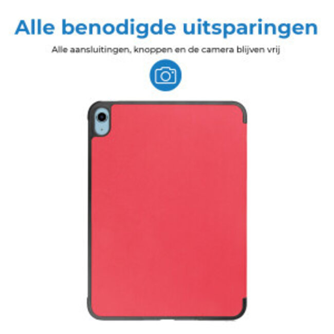Tablethoes met screenprotector geschikt voor Apple iPad 11 (2025) A16 / iPad 10.9 (2022) - a16 hoes 2025 - iPad hoes 2025 - iPad hoes 10e generatie - Auto/Wake Functie - Tri-Fold - Rood