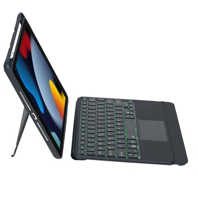 Case2go - Bluetooth Toetsenbord hoes geschikt voor Apple iPad 10.2 (2021/2020/2019)  - Toetsenbordverlichting - Touchpad - QWERTY - Zwart