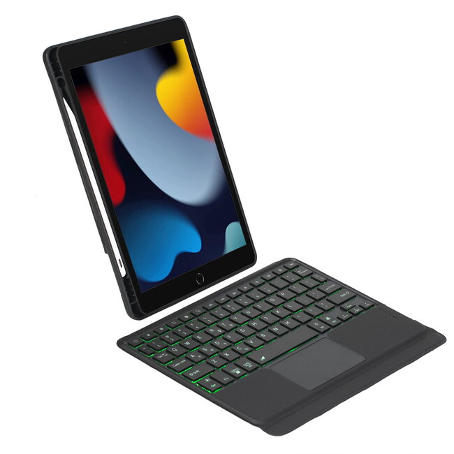 Case2go - Bluetooth Toetsenbord hoes geschikt voor Apple iPad 10.2 (2021/2020/2019)  - Toetsenbordverlichting - Touchpad - QWERTY - Zwart